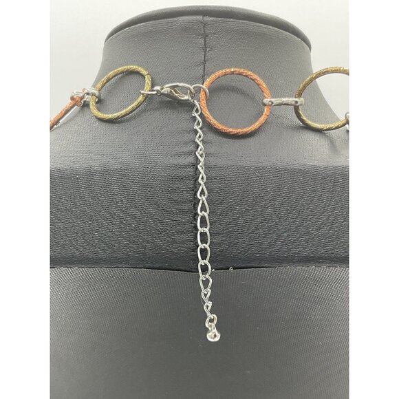 Multi-Color Metal Circle Link Necklace Or Belt 29" Drop - Picture 4 of 5